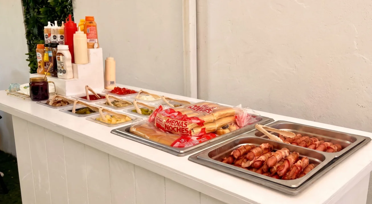 barra-de-hot-dogs-a-domicilio hot dogs para fiestas